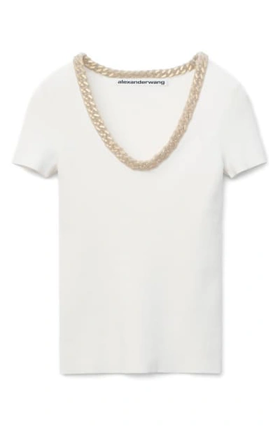Shop Alexander Wang Trapped Chain Trim Sweater In Soft White