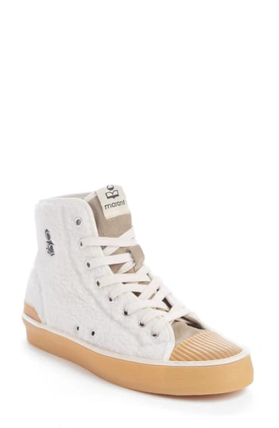 Shop Isabel Marant Benkeen Faux Shearling High Top Sneaker In White/ Natural
