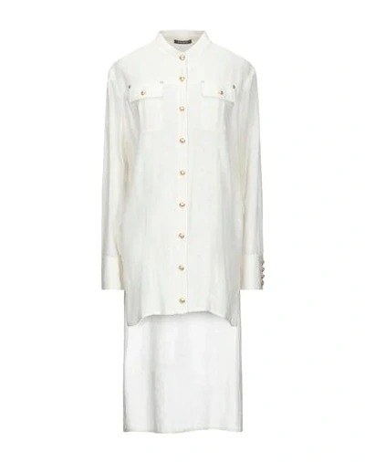 Shop Balmain Solid Color Shirts & Blouses In Ivory