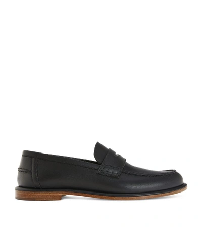 Shop Loewe Leather Penny Loafers