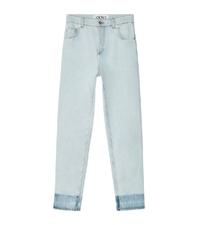 Shop Loewe Contrast-cuff Tapered Jeans