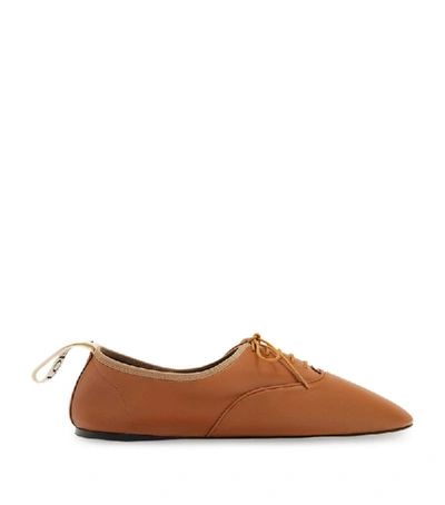 Shop Loewe Leather Derby Shoes In Brown