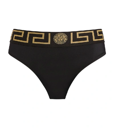 Shop Versace Greca High-waist Bikini Bottoms