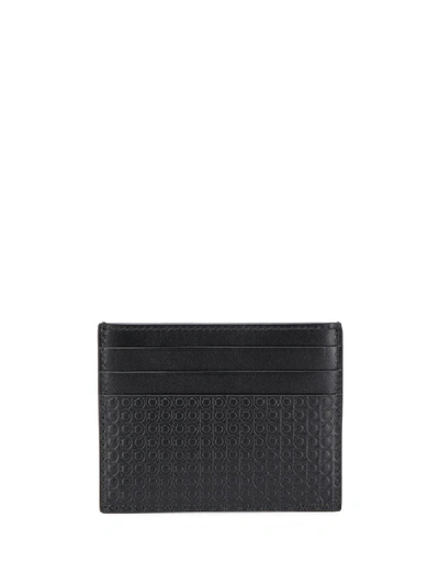 Shop Ferragamo Mini Gancio Leather Card Holder In Black