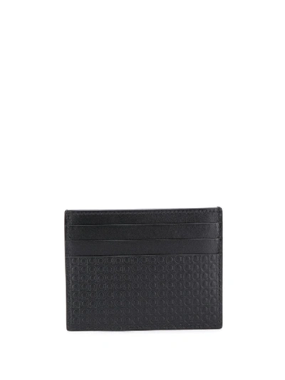 Shop Ferragamo Mini Gancio Leather Card Holder In Black