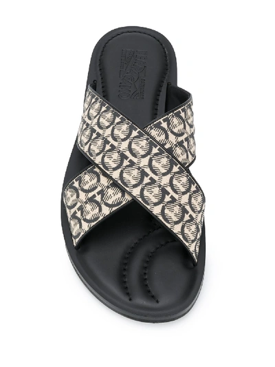 Shop Ferragamo Sion Leather Sandals In Beige