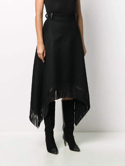 Shop Saint Laurent Asymmetric Skirt In Black