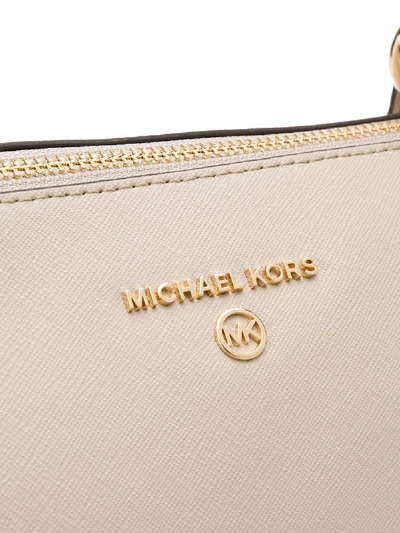 Shop Michael Michael Kors Nomad Leather Bag In Beige