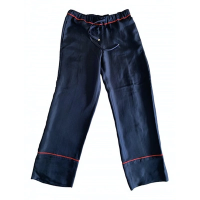 Pre-owned Moncler Blue Silk Trousers