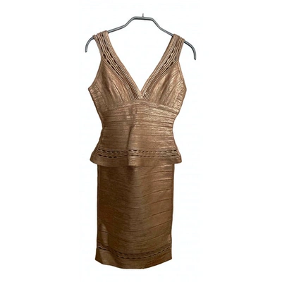 Pre-owned Herve Leger Gold Dress