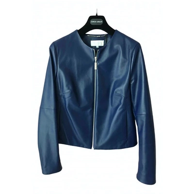 Pre-owned Escada Blue Leather Leather Jacket