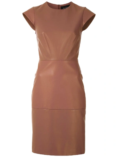 Shop Gloria Coelho Leather Short Dress In Brown