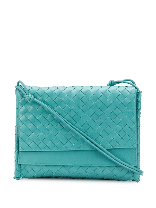Bottega Veneta Medium Intrecciato Shoulder Bag In Blau | ModeSens