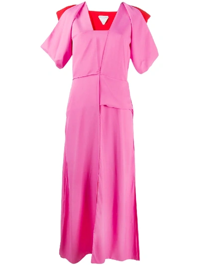 Shop Bottega Veneta Cut-out Details V-neck Midi Dress In Pink