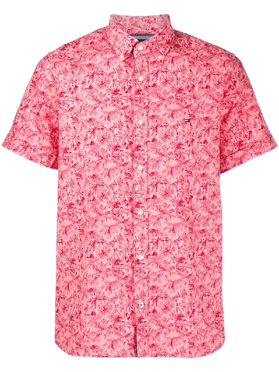 Shop Tommy Hilfiger Palm Print Shirt In Pink