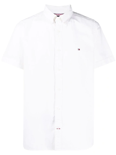 Shop Tommy Hilfiger Logo Embroidered Shirt In White