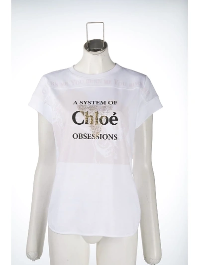 Shop Chloé Slogan Print T-shirt In White