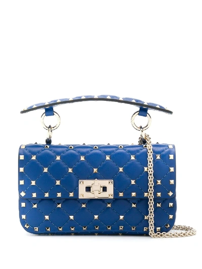 Shop Valentino Rockstud Shoulder Bag In Blue
