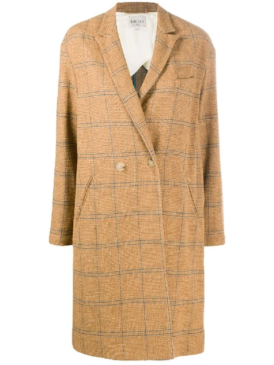 Shop Forte Forte Check-pattern Double-breasted Coat In Brown