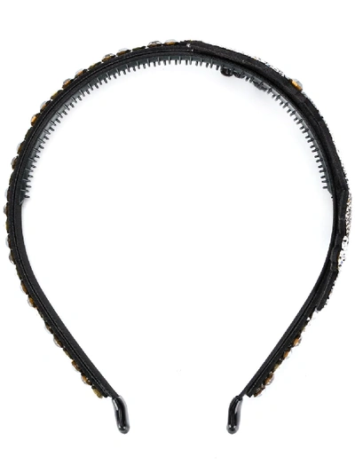 Shop P.a.r.o.s.h Crystal-embellished Headband In Black