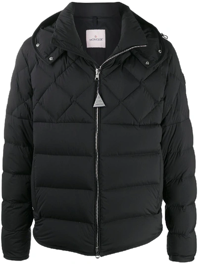 Shop Moncler Quilted Panel Hooded Jacket In Black