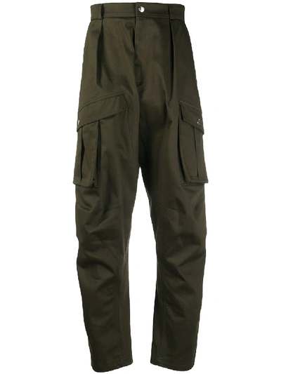 Shop Les Hommes Draped Cargo Trousers In Green