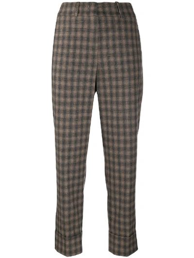 Shop Peserico Check Tailored Trousers In Neutrals