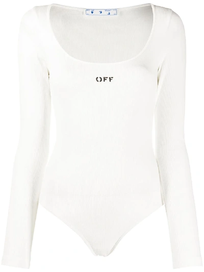 Shop Off-white Ribbed Bodysuit In White