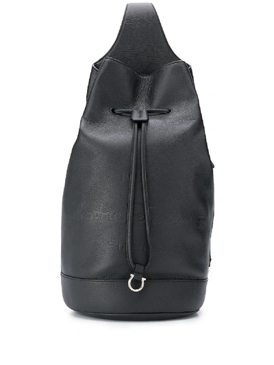 Shop Ferragamo Single-strap Leather Backpack In Black