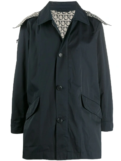 Shop Ferragamo Hooded Button-up Jacket In Black