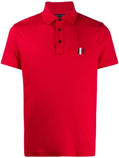 Shop Tommy Hilfiger Logo Print Polo Shirt In Red
