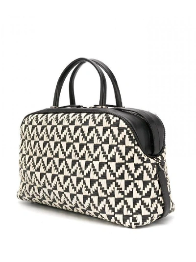 Pre-owned Chanel Calfskin Woven Bowling Bag In Black