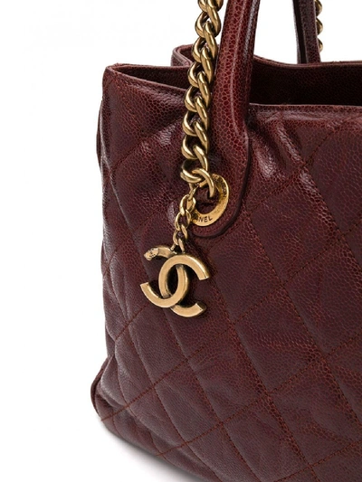 Pre-owned Chanel Bordeaux Glazed Caviar Shiva Tote Bag In Red