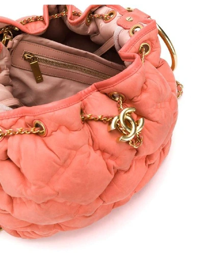 Pre-owned Chanel Pink Quilted Chesterfield Drawstring Bag