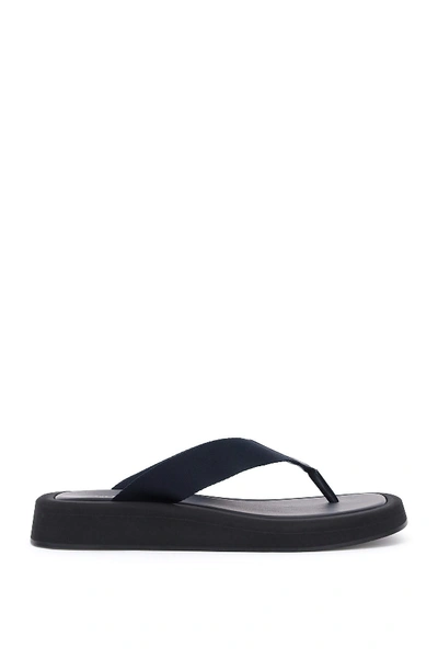 Shop The Row Ginza Thong Mules In Navy Black (black)
