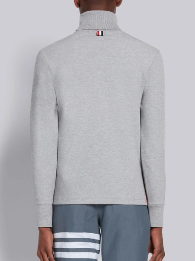 Shop Thom Browne Light Grey Cotton Pique Long Sleeve Turtleneck