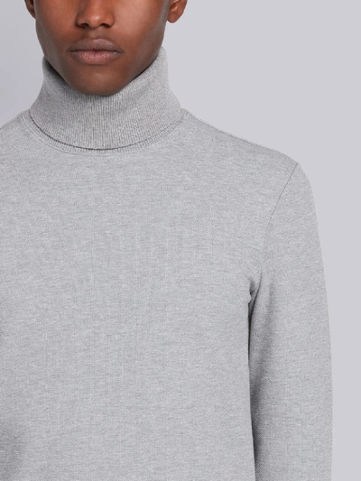 Shop Thom Browne Light Grey Cotton Pique Long Sleeve Turtleneck