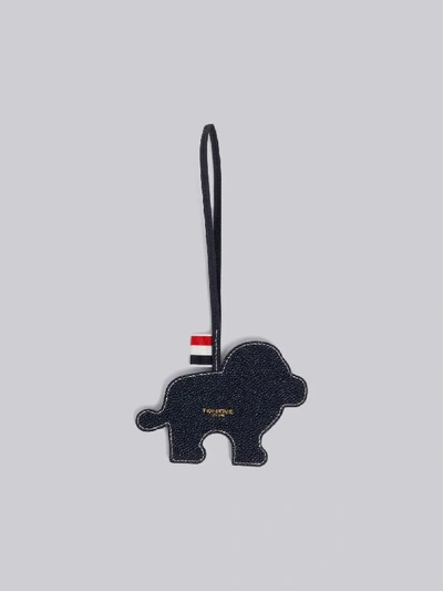 Shop Thom Browne Navy Pebbled Calfskin Lion Charm In Blue