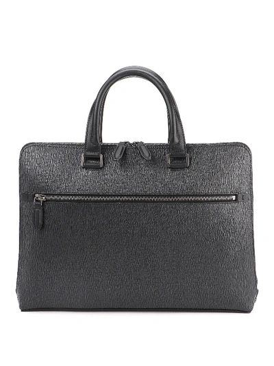 Shop Ferragamo Textured Leather Briefcase In Black