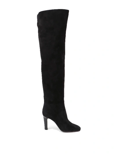 Shop Saint Laurent Jane Suede Boots In Black