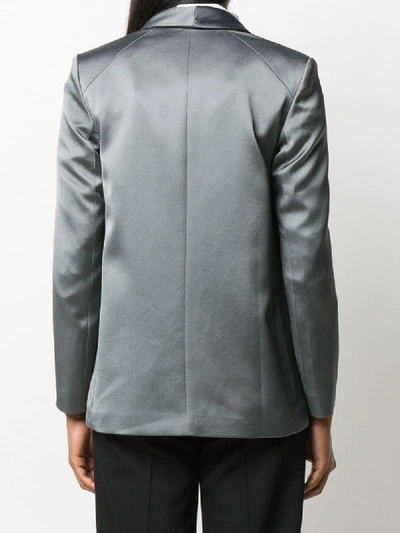 Shop Karl Lagerfeld Piped-trim Satin Blazer In Grey