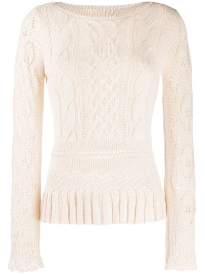 Shop See By Chloé Pointelle-knit Sweater In Neutrals