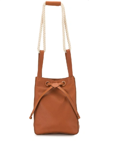 Shop Rodo Drawstring Bucket Bag In Brown