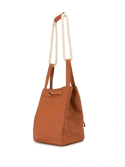 Shop Rodo Drawstring Bucket Bag In Brown