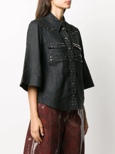 Shop Ganni Studded Shirt In Black