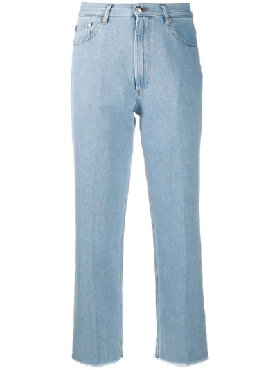 Shop Apc High Rise Cropped Jeans In Blue