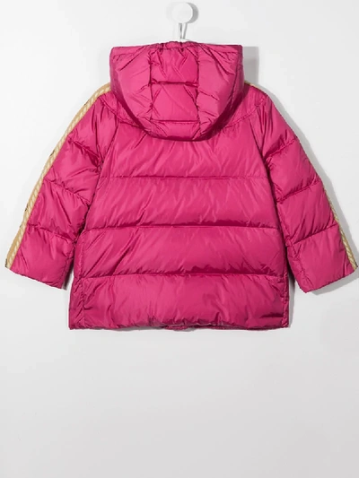 Shop Gucci Interlocking G-stripe Padded Jacket In Pink