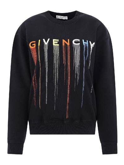 Shop Givenchy Multicolor Logo Sweatshirt In Black
