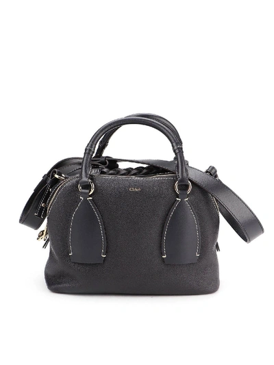Shop Chloé Daria Medium Grainy Leather Bag In Blue