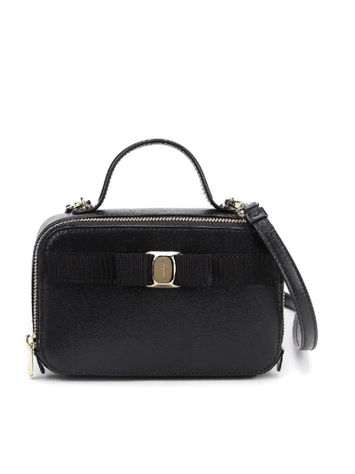 Shop Ferragamo Vara Leather Camera Bag In Black